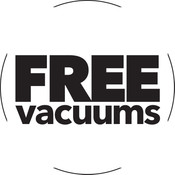 Black free vacuums text in circle